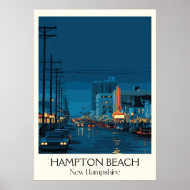 Hampton Beach New Hampshire Night Poster