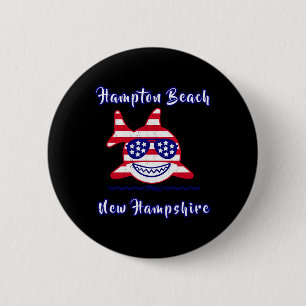 Hampton Beach New Hampshire Patriotische USA-Flagg Button