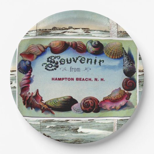 Hampton Beach Vintage Postkarten Teller 23 cm (Vorderseite)