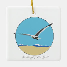 Hampton, New York Sea Gull over Beach Keramikornament