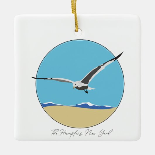 Hampton, New York Sea Gull over Beach Keramikornament (Vorderseite)