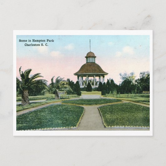 Hampton Park, Charleston SC Vintag Postkarte (Vorderseite)