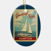 Hampton Sailboat Vintage Travel Virginia Keramik Ornament (Hinten)