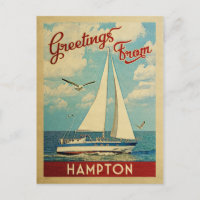 Hampton Sailboat Vintage Travel Virginia