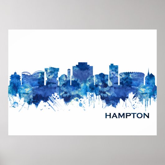 Hampton Virginia Skyline Blue Poster (Vorne)
