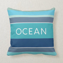 Hamptons Beach House Ocean Blue Striping Kissen