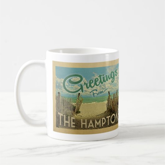 Hamptons Beach Vintage Travel Kaffeetasse (Links)