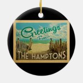 Hamptons Beach Vintage Travel Keramik Ornament (Hinten)