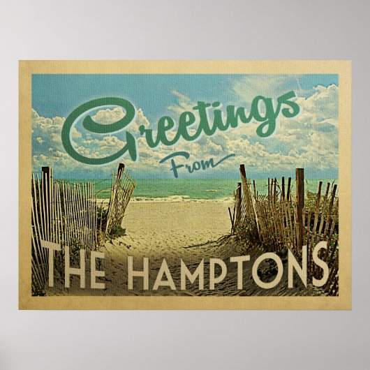 Hamptons Beach Vintage Travel Poster (Vorne)