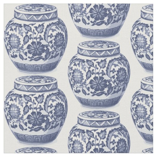 Hamptons Blau und Weiß Ginger Jar Vase Muster Stoff (Nahaufnahme)