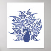 Hamptons Blue Peacock Moderne Kunst Poster (Vorne)