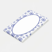 Hampton's Blue White Abstrakt Floral Gemustert Post-it Klebezettel (angewinkelt)
