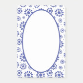 Hampton's Blue White Abstrakt Floral Gemustert Post-it Klebezettel (Vorderseite)