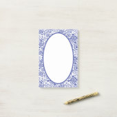 Hampton's Blue White Paisley Gemustert Post-it Klebezettel (Auf Schreibtisch)