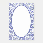 Hampton's Blue White Paisley Gemustert Post-it Klebezettel (Vorderseite)