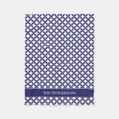 Hamptons Blue White Stylish Geometric Gemustert Fleecedecke (Vorderseite)