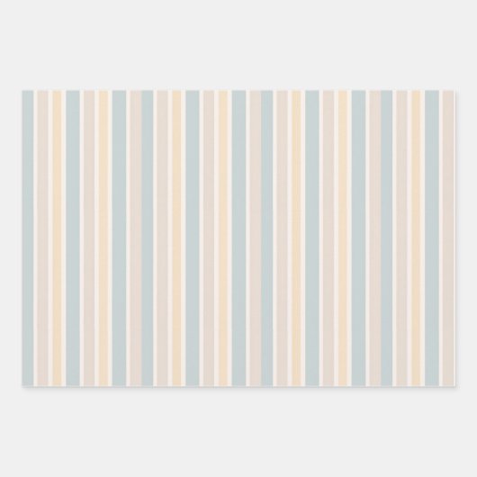 Hamptons Duck Egg Blue & Sage Stripes Geschenkpapier Set (Vorderseite)
