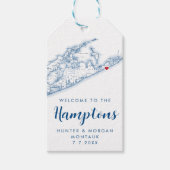 Hamptons Elegante Moderne Marine Gastgeschenk Hoch Geschenkanhänger (Vorderseite)
