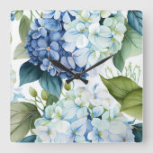 Hamptons Floral Clock Quadratische Wanduhr (Vorderseite)