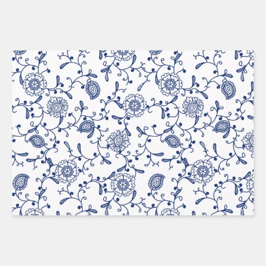 Hamptons Gemusterter Blau- und Weißschick Geschenkpapier Set (Vorderseite 2)