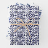 Hamptons Gemusterter Blau- und Weißschick Geschenkpapier Set (Beispiel)