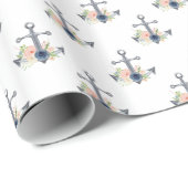 Hamptons-Inspirierte Blumenanker Geschenkpapier (Rolleneckpunkt)