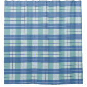 Hamptons Light Blue Tartan Kariert Gemustert Duschvorhang (Vorderseite)