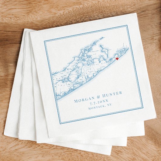 Hamptons Montauk Elegant Oyster Blue Wedding Serviette