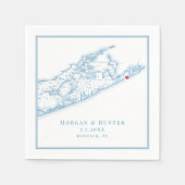 Hamptons Montauk Elegant Oyster Blue Wedding Serviette (Vorderseite)
