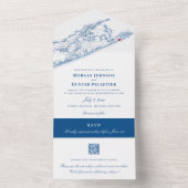 Hamptons Montauk Karte Eleganter QR-Code Hochzeit (Innen Boden)