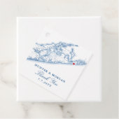 Hamptons Montauk Map Navy Blue Wedding Geschenkanhänger (Beispiel)