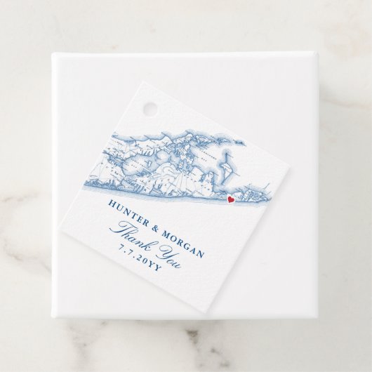 Hamptons Montauk Map Navy Blue Wedding Geschenkanhänger (Beispiel)
