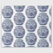 Hamptons Navy Blue White New England Ginger Jar Geschenkpapier (Flach)