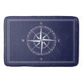 Hamptons Navy und White Nautical Ship Compass Rose Badematte (Vorderseite)