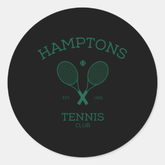 Hamptons New York Preppy Tennis Club Runder Aufkleber