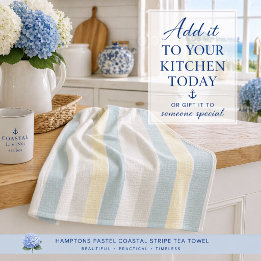 Hamptons Pastell Küstenstreifen Boutique Geschirrtuch
