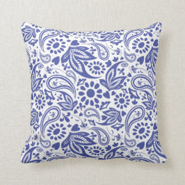 Hampton's Style Blue and White Paisley Gemustert Kissen