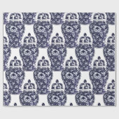 Hamptons Style Blue White New England Ginger Jar Geschenkpapier (Flach)