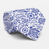 Hampton's Style Blue White Paisley Gemustert Krawatte (Gerollt)