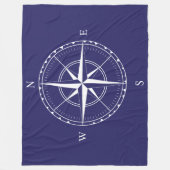 Hamptons Style Classic Blue White Ships Compass Fleecedecke (Vorderseite)