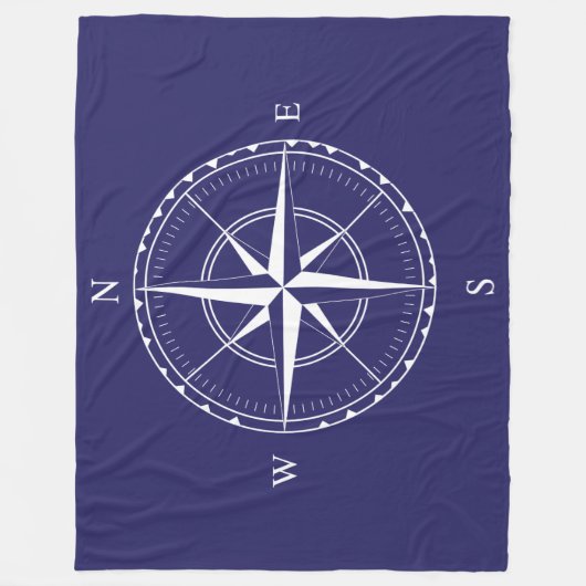 Hamptons Style Classic Blue White Ships Compass Fleecedecke (Vorderseite)