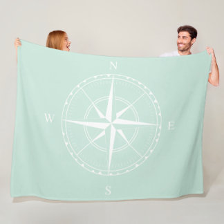 Hamptons Style Enck Egg Blue White Ship Compass Fleecedecke