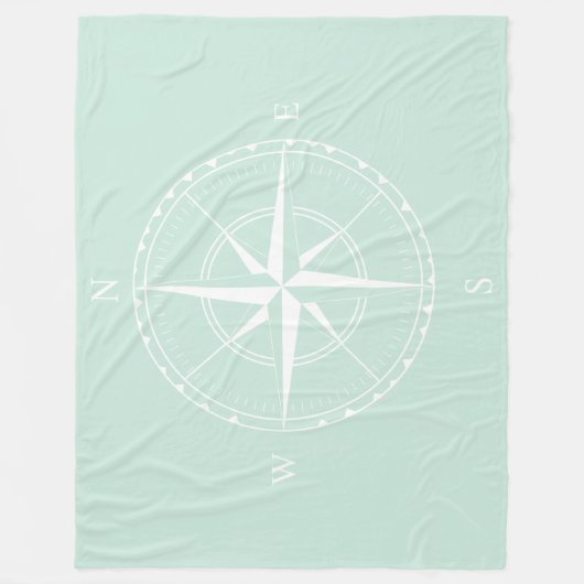 Hamptons Style Enck Egg Blue White Ship Compass Fleecedecke (Vorderseite)
