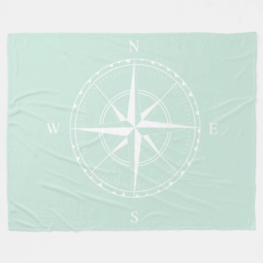 Hamptons Style Enck Egg Blue White Ship Compass Fleecedecke (Vorderseite (Horizontal))