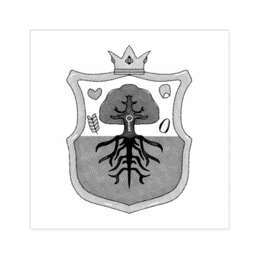 Ham's Land's family crest, Shield Pattern Tree Gummistempel (Prägung)