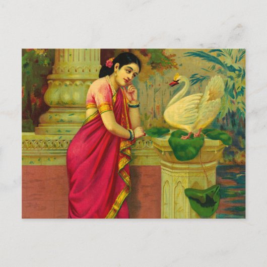 Hamsa and Damayanti by Raja Ravi Varma Postkarte (Vorderseite)