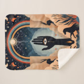 Hamsa Auge und mystische Symbole blau - spirituell Sherpadecke (Vorderseite (Horizontal))