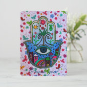 HAMSA B'NOT B'NAI BAR-SCHLÄGER MITZVAH DANKEN DANKESKARTE (Stehend Vorderseite)