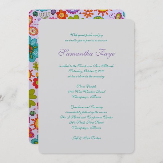 HAMSA B'NOT B'NAI EINLADUNG DES (Vorne/Hinten)