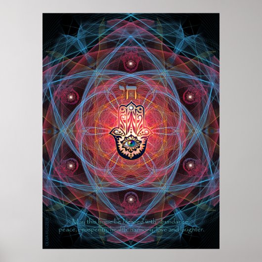 Hamsa-Chai mit Zuhause Segen Poster (Vorne)